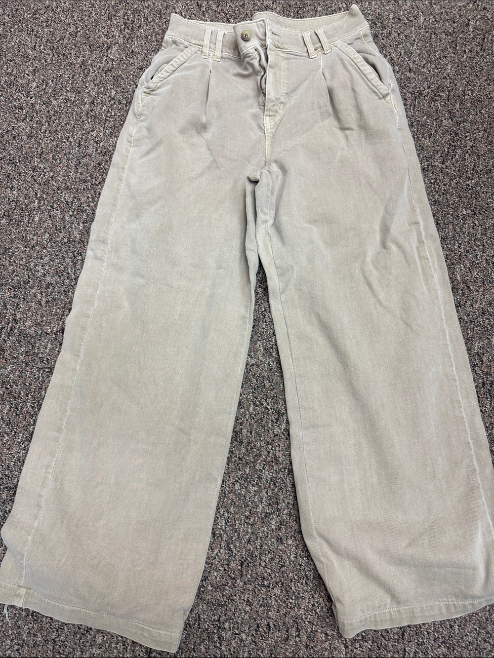 American Eagle Outfitters Wide Leg Boot Cut Pants in Light Taupe